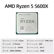 CPU AMD Ryzen 5 5600X de 6 Núc - Amd Cpu Ryzen 5 reseña y precio